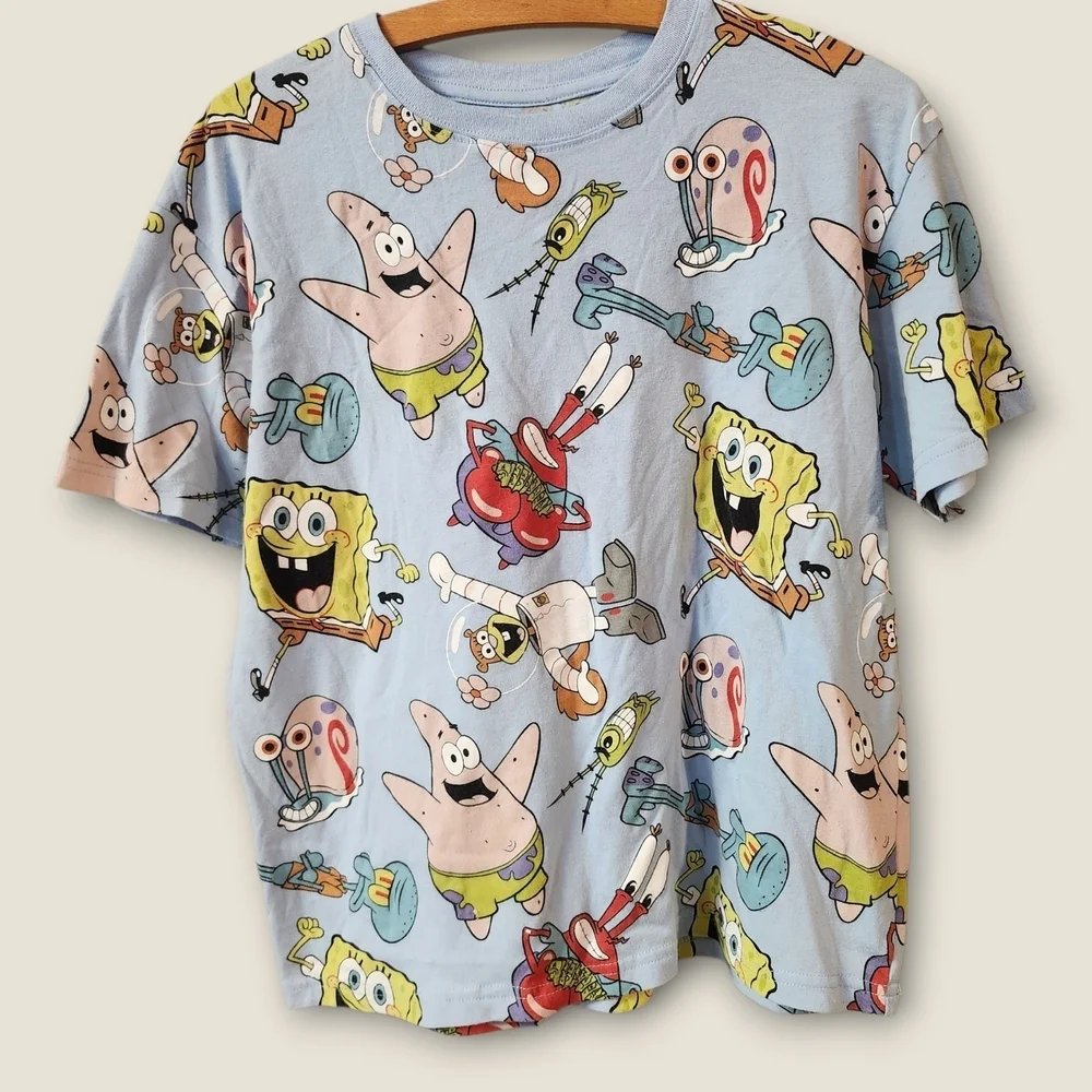 Nickelodeon SpongeBob SquarePants & Gang Graphic T Shirt Sz L - Picture 1 of 3